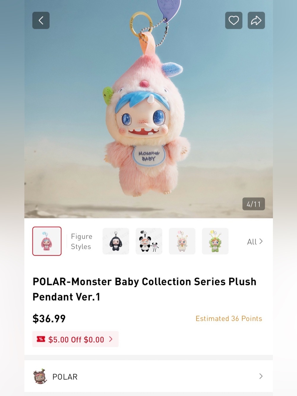 POP MART POLAR Monster Baby Plush Pendant - Pipifoo